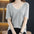 Loose V-Neck Color Block Knit Blouses