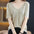 Loose V-Neck Color Block Knit Blouses