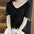 Loose V-Neck Color Block Knit Blouses