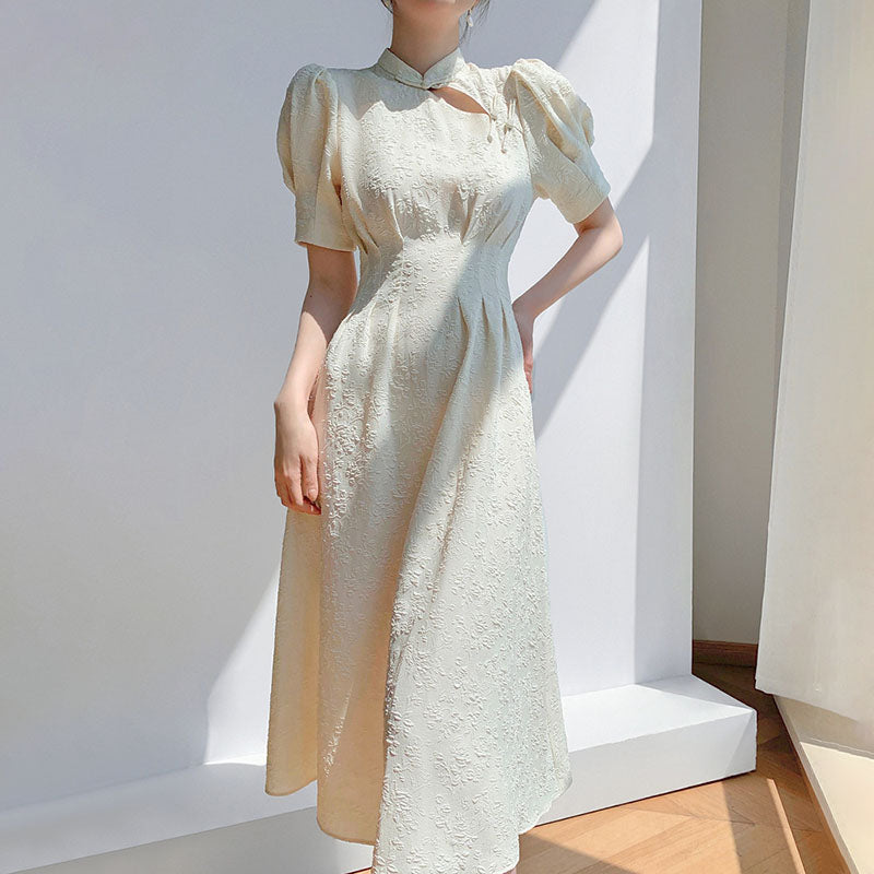 Retro White Cheongsam French Dress