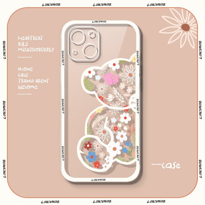 iPhone Transparent Flower Bear Phone Case