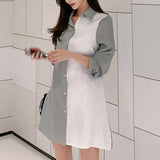 Temperament and thin contrast color shirt skirt