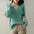 Green Vintage Plain V Neck Long Sleeve Sweater